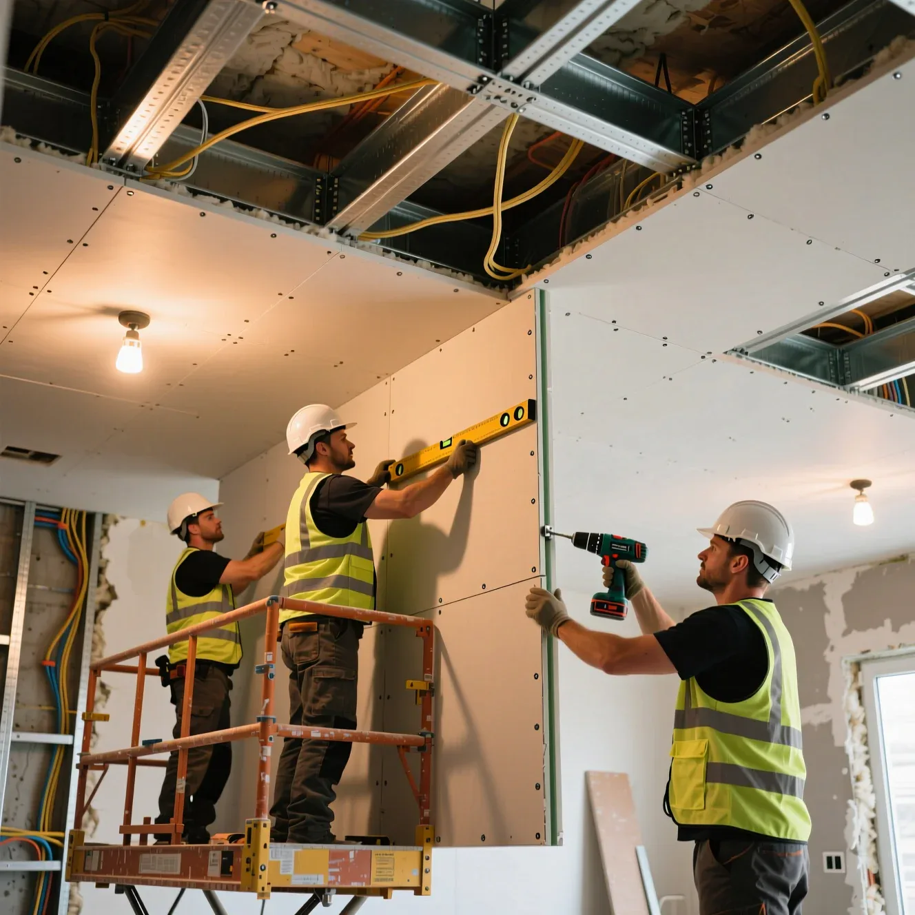 Montaje de techos de pladur por instaladores profesionales en Málaga, garantizando calidad y precisión.